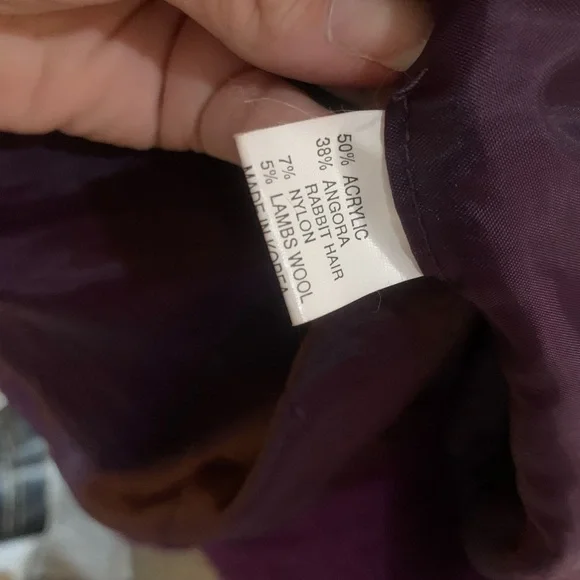 Angora blend purple beaded embroidered lined cardigan - Picture 10 of 10